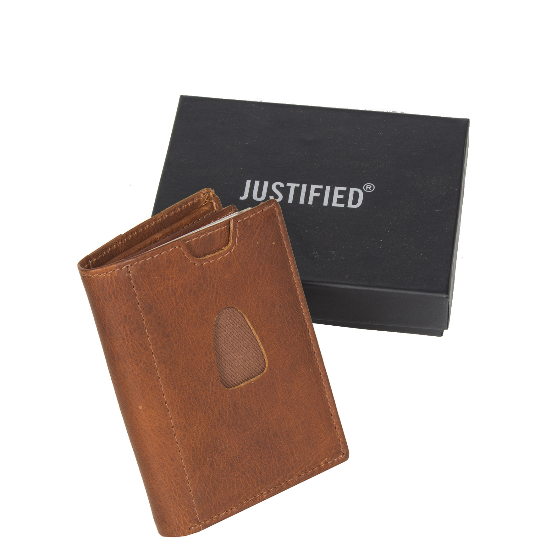 Justified Bags Leather Nappa 12 Card Holder Cognac Coins Pocket Inside + Box Top Merken Winkel